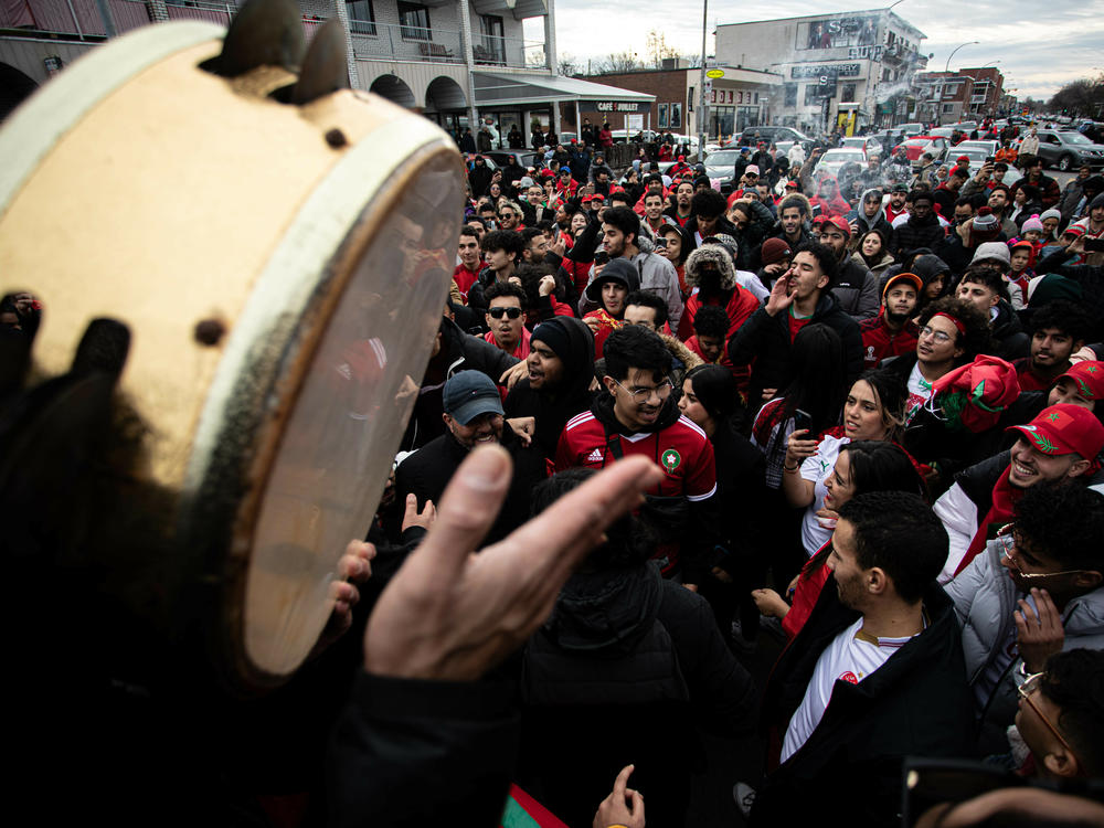 Fans of Morocco's World Cup team rushed to the streets to celebrate their win over Belgium. on Nov. 27. Montreal is the home of Canada's largest Moroccan community.