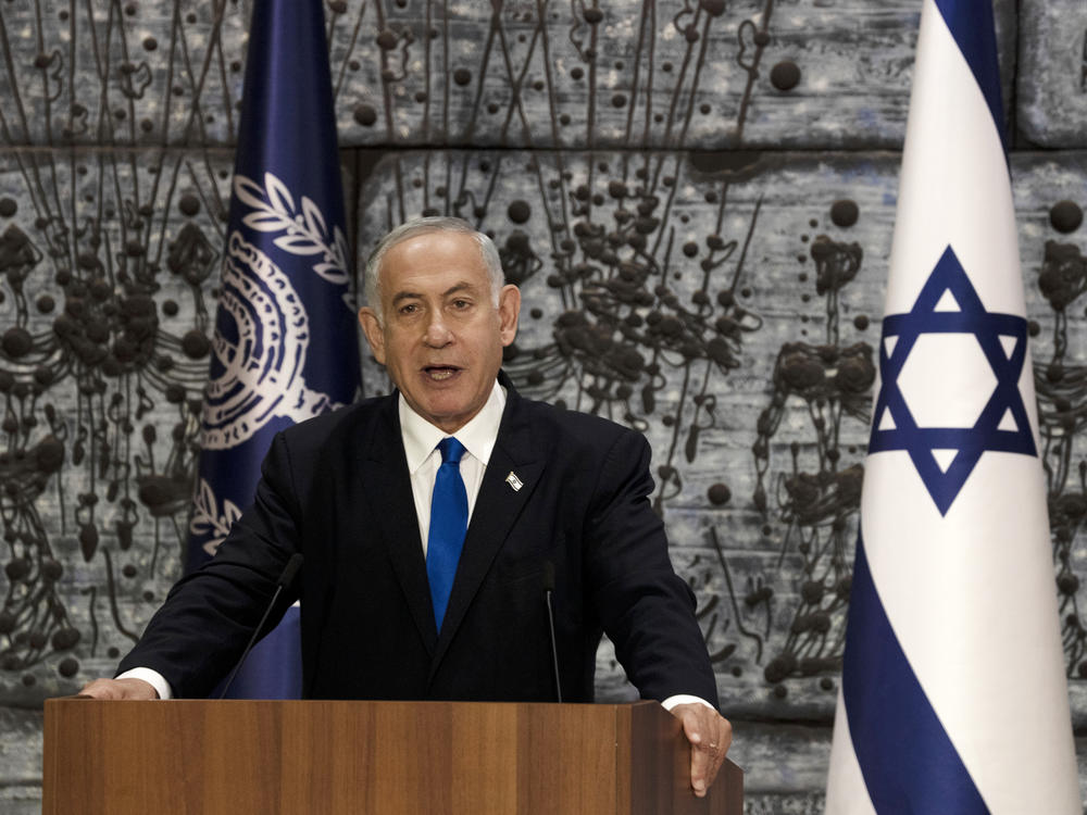 Israel's Likud Party leader Benjamin Netanyahu speaks in Jerusalem on Nov. 13 after being assigned the task of forming a government.