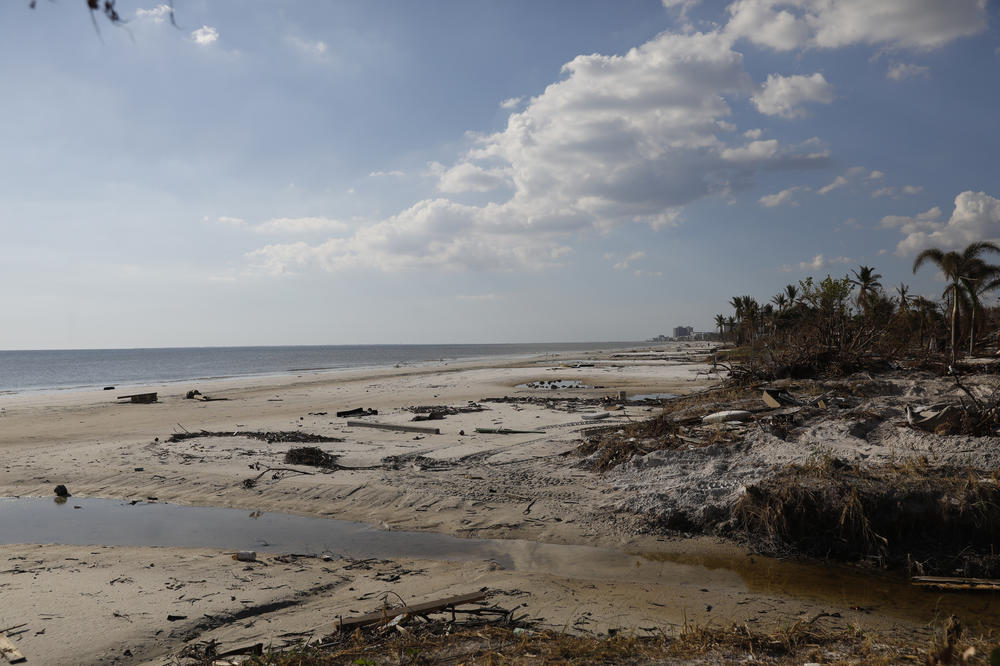 A view of Fort Myers Beach, Fla., where a powerful storm surge from Hurricane Ian ravaged the community.