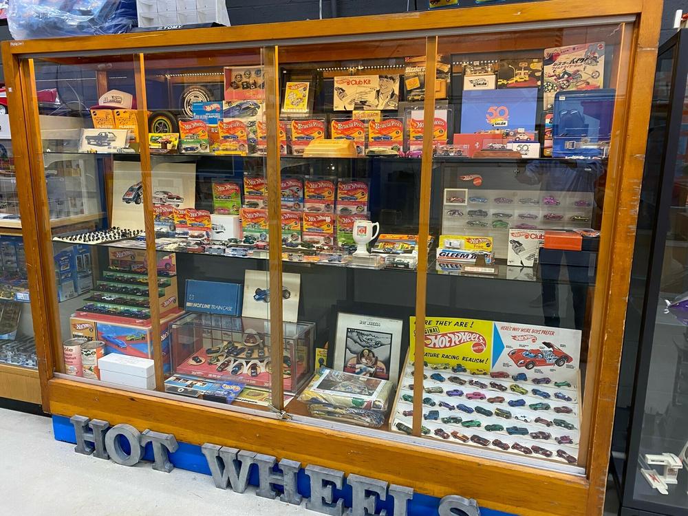 A look at one of the many display cases Bruce Pascal uses to showcase his Hot Wheels collection.
