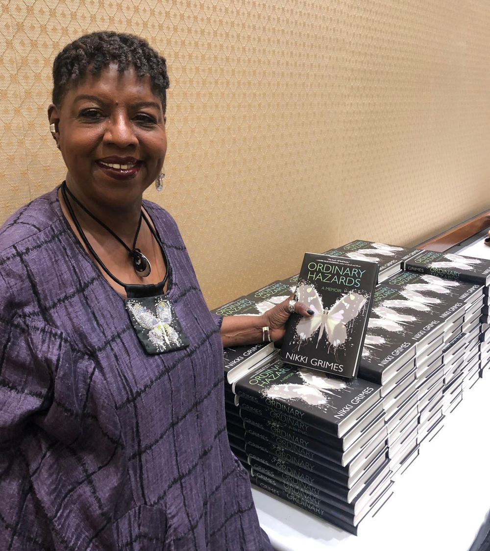 Grimes promoting her 2019 memoir <em>Ordinary Hazards</em> at the New England Independent Booksellers Association.