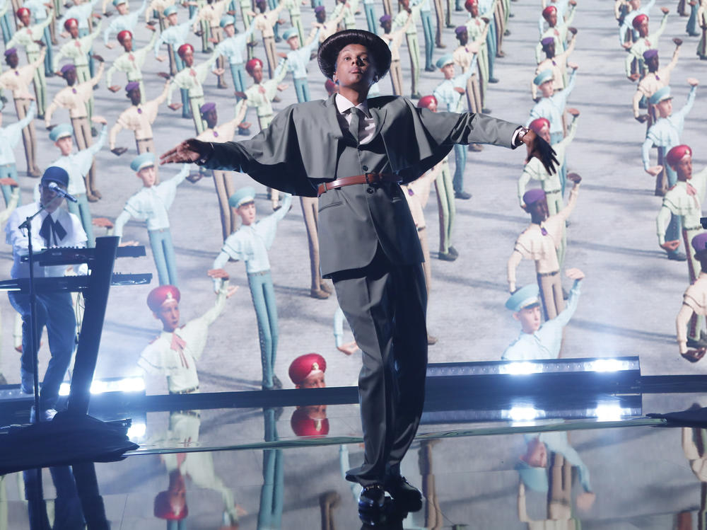 Stromae performing on <em>Jimmy Kimmel Live! </em>