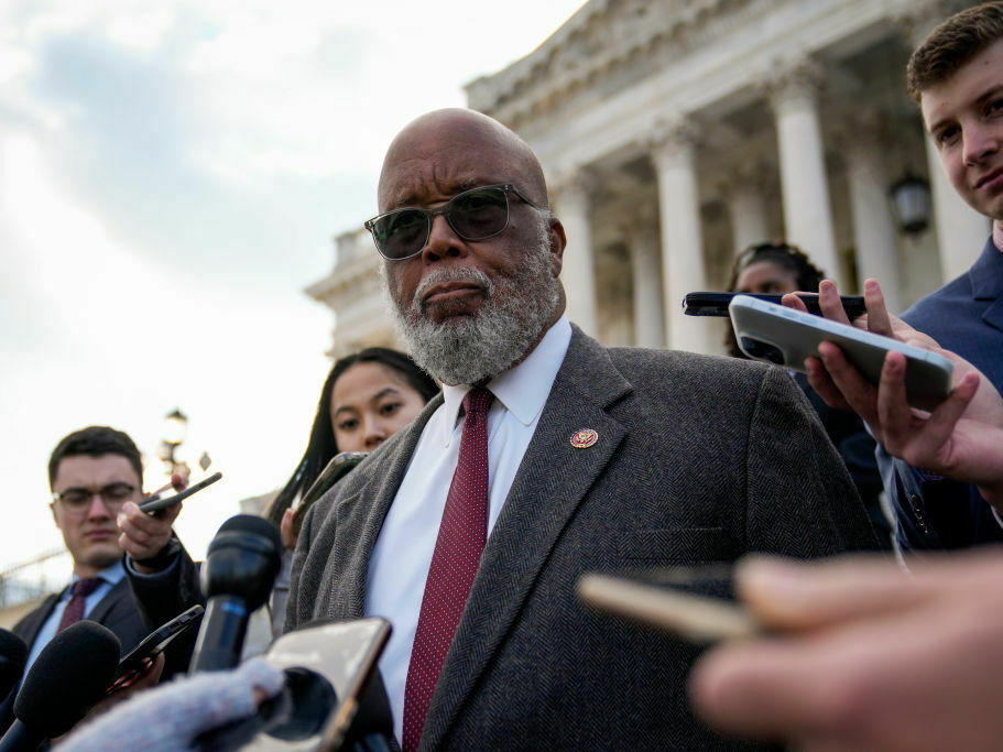 Rep. Bennie Thompson, D-Miss., chairman of the House Select Committee to Investigate the Jan. 6 attack on the U.S. Capitol, talks to reporters on Nov. 17. The committee is meeting Monday to vote on what actions to take following its investigation.