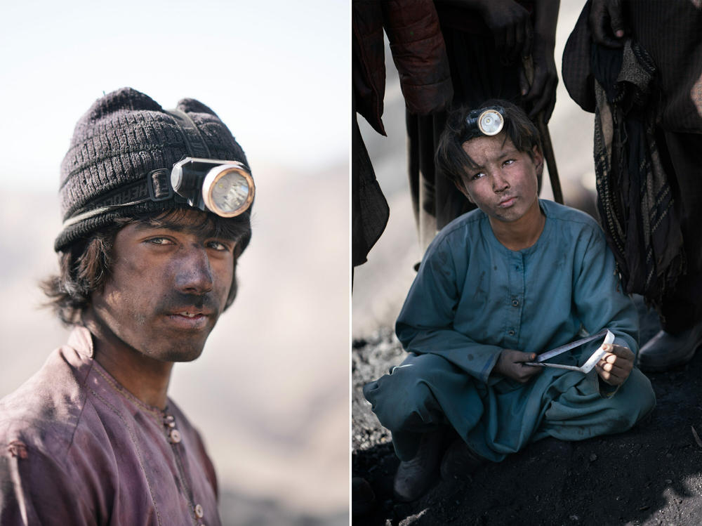 Left: Abdul Salaam, 17, has been working at the mine since he was 9 years old. Right: Mansour, 12, began working at the mine last year, after his parents sent him. Impoverished families are sending their children to work in the one industry that offers jobs and a steady wage. Children are more easily able than grown men to squeeze into the narrow mining tunnels and shafts.