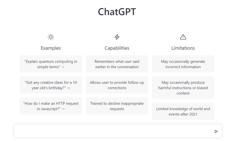 Users experimenting with the chatbot are warned before testing the tool that ChatGPT 