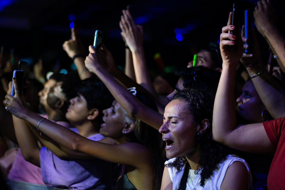 Fans sing along to Anitta at the Village Festival in Rio de Janeiro on Dec. 4.