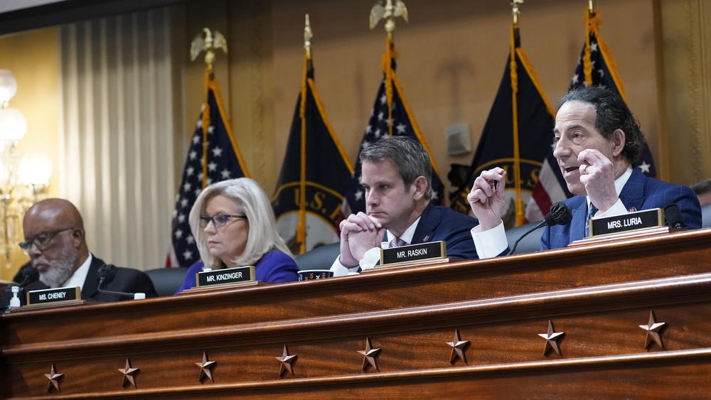 Rep. Jamie Raskin, D-Md., speaks as the House select committee investigating the Jan. 6 attack on the U.S. Capitol holds its final meeting on Capitol Hill Monday.