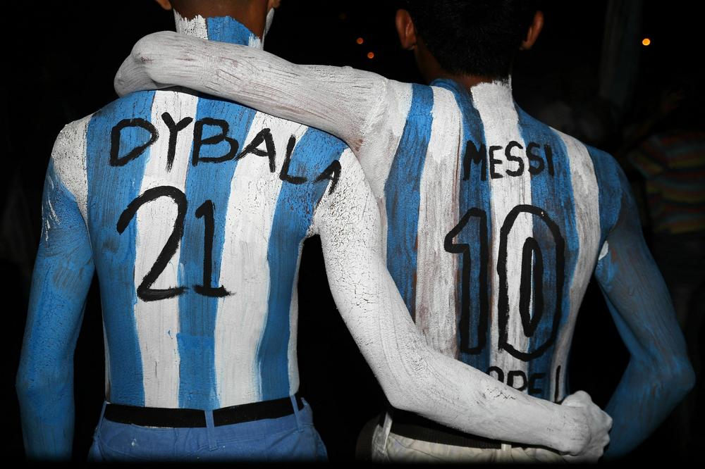 Argentina's fans watch the 2022 World Cup final in Ternate, Indonesia, on Sunday, Dec. 18.