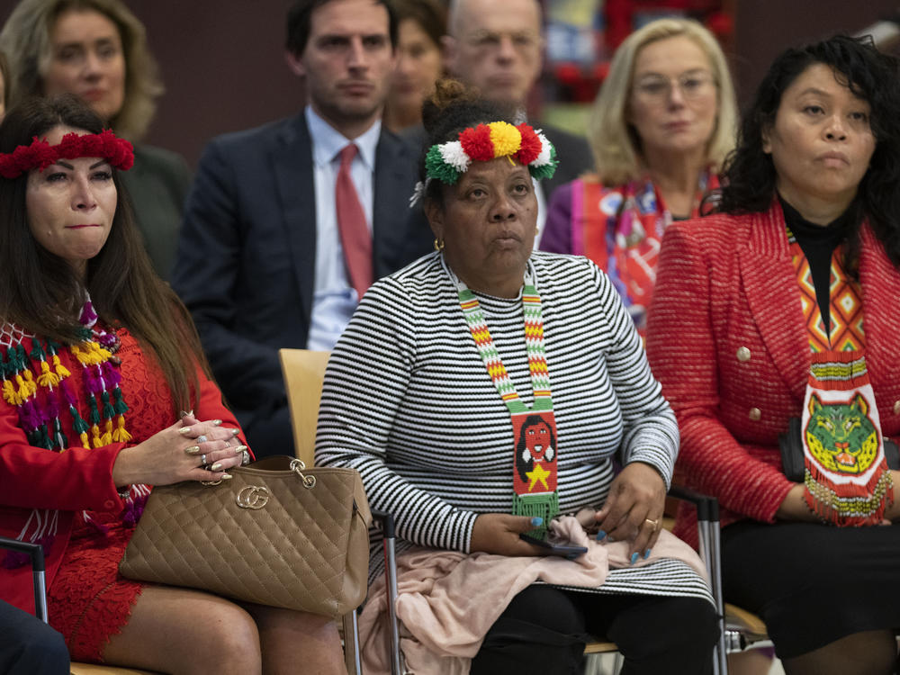 Invited guests listened when Dutch Prime Minister Mark Rutte apologized on behalf of his government for the Netherlands' historical role in slavery and the slave trade at the National Archives in The Hague, Monday, Dec. 19, 2022.