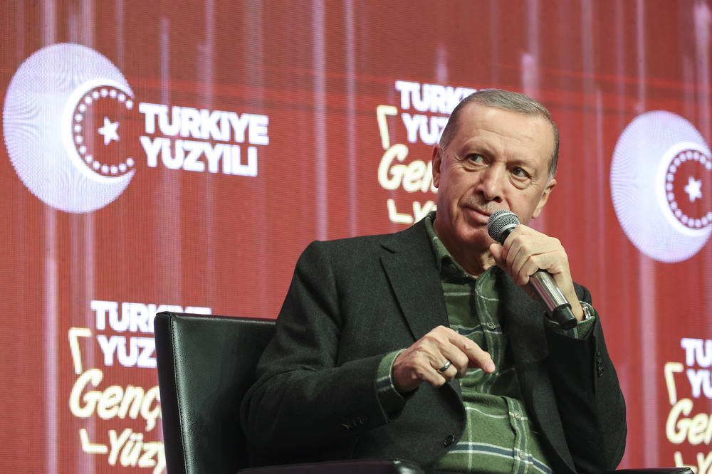 Turkish President Recep Tayyip Erdogan attends a Justice and Development Party event in Mardin, Turkey, on Saturday.