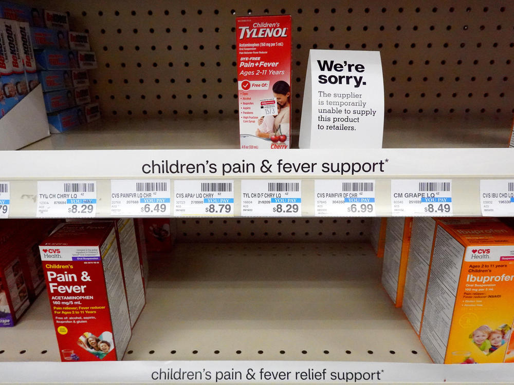 A CVS pharmacy in California running low on children's pain and fever relief medicines, pictured earlier this month.