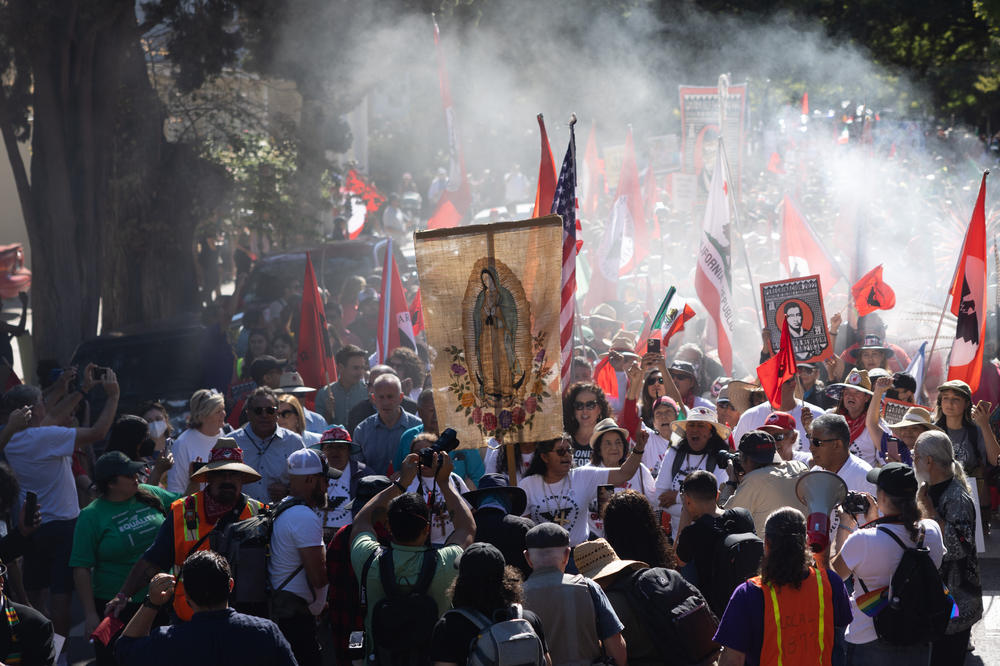 The last leg of the farmworker's March to the Capitol starts by Southside Park in Sacramento, Calif., Aug. 26, 2022. Full story <a href=
