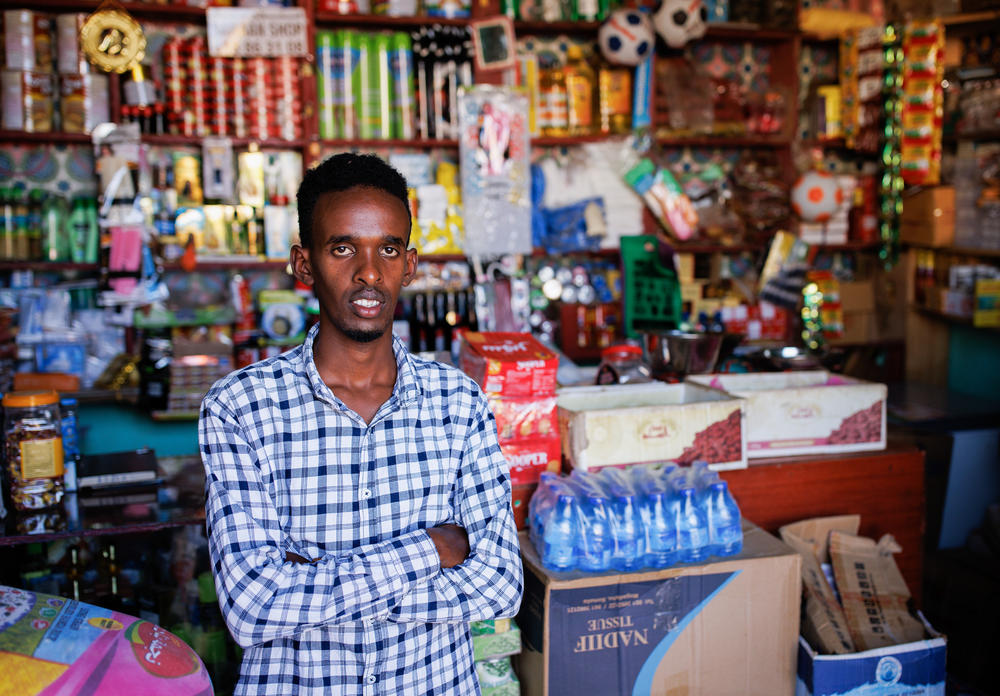 Bashir Ahmed Saman, 23, runs a dry goods store in Baidoa. He says roads around the city have been blocked since he opened his shop two years ago, making it difficult to bring in merchandise.