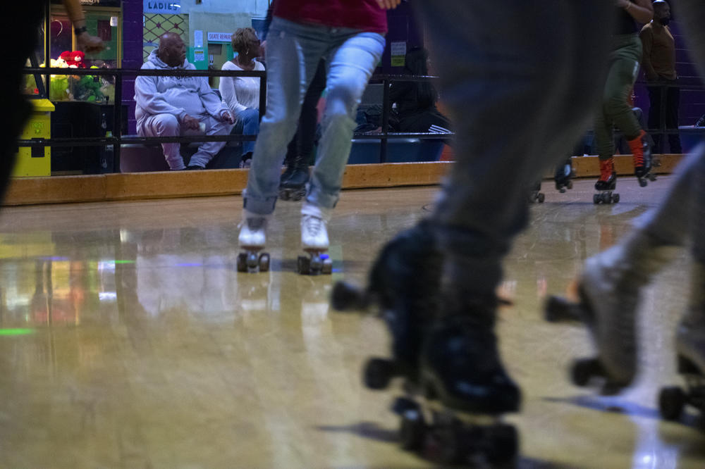 Skaters at Northland Roller Rink in Detroit.