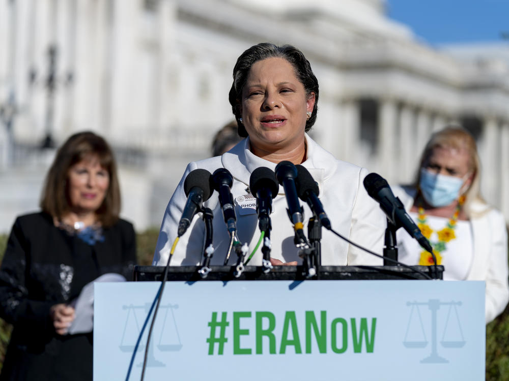 Virginia state Sen. Jennifer McClellan speaks in support for the Equal Rights Amendment at a news conference on Capitol Hill in Washington on Oct. 21, 2021. McClellan has won the Democratic nomination to succeed the late A. Donald McEachin in Congress, party officials said.