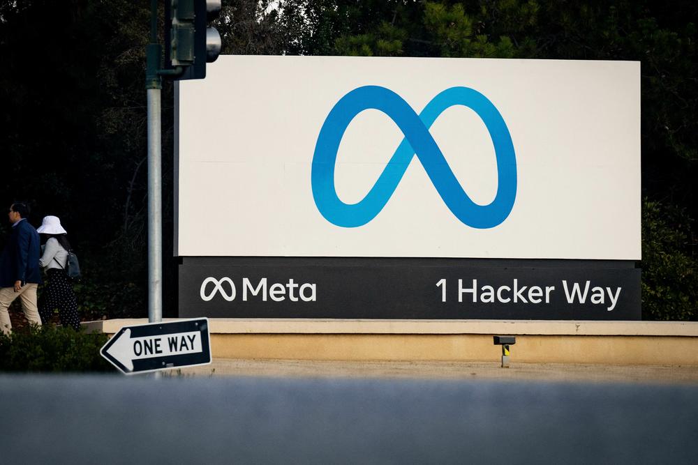 Meta corporate headquarters in Menlo Park, Calif. on Nov. 9, 2022. The company announced plans last month will lay off more than 11,000 of its staff in response to a decline in revenue.