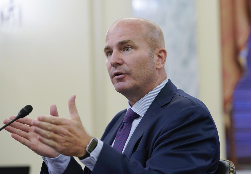 The Small Business Administration's Patrick Kelley speaks during a Senate COVID oversight hearing on Aug. 2, 2022.