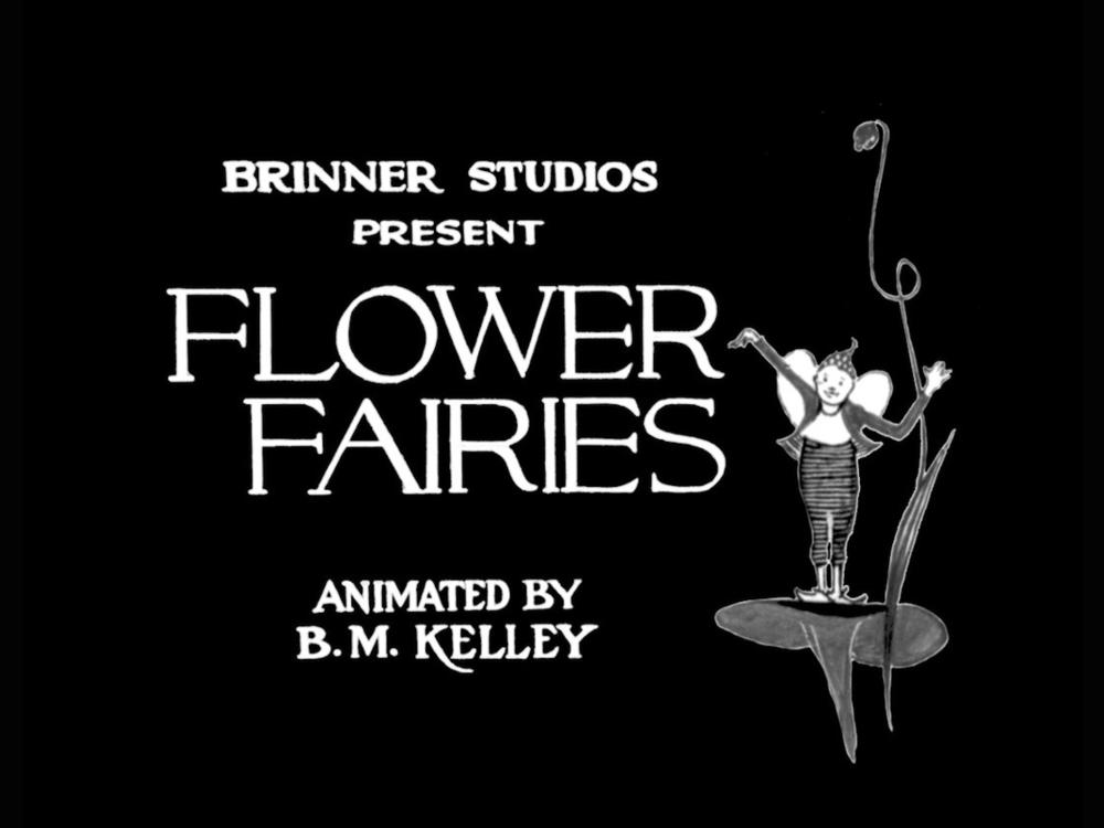 The opening title card for <em>Flower Fairies</em> – one of two surviving films which are the earliest hand-drawn animated films that were animated and directed by a woman.