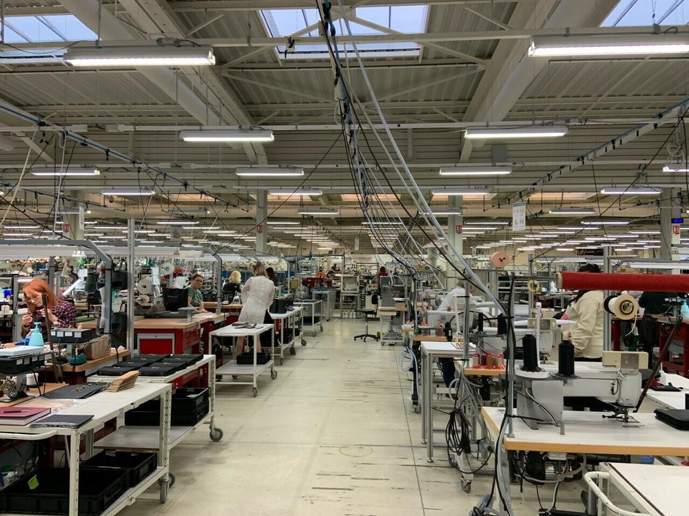 The factory produces leather handbags for French luxury brands.