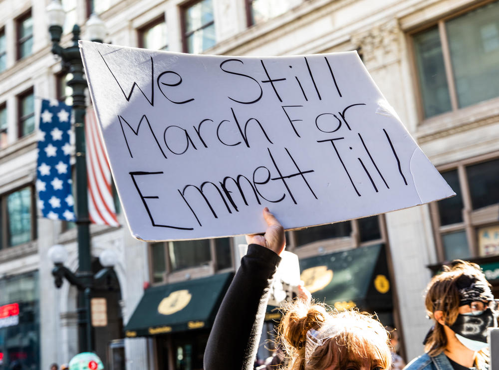 Emmett Till's wrongful death continues to inspire civil rights protests, such as a June 13, 2020, protest, in Chicago, following the death of George Floyd.