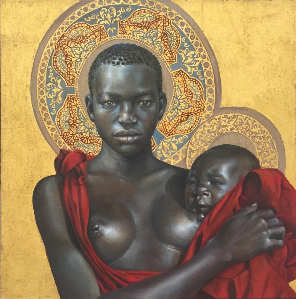 Harmonia Rosales,<em> The Virgin,</em> 2018. Oil on linen, 24 x 24 in.