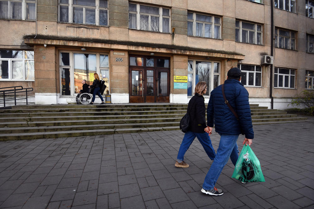 Misha and other amputees travel 90 minutes each way from Truskavets when they need prosthetics adjusted at a hospital for veterans in Lviv, in western Ukraine. There is a shortage of specialists to meet ever-growing needs.