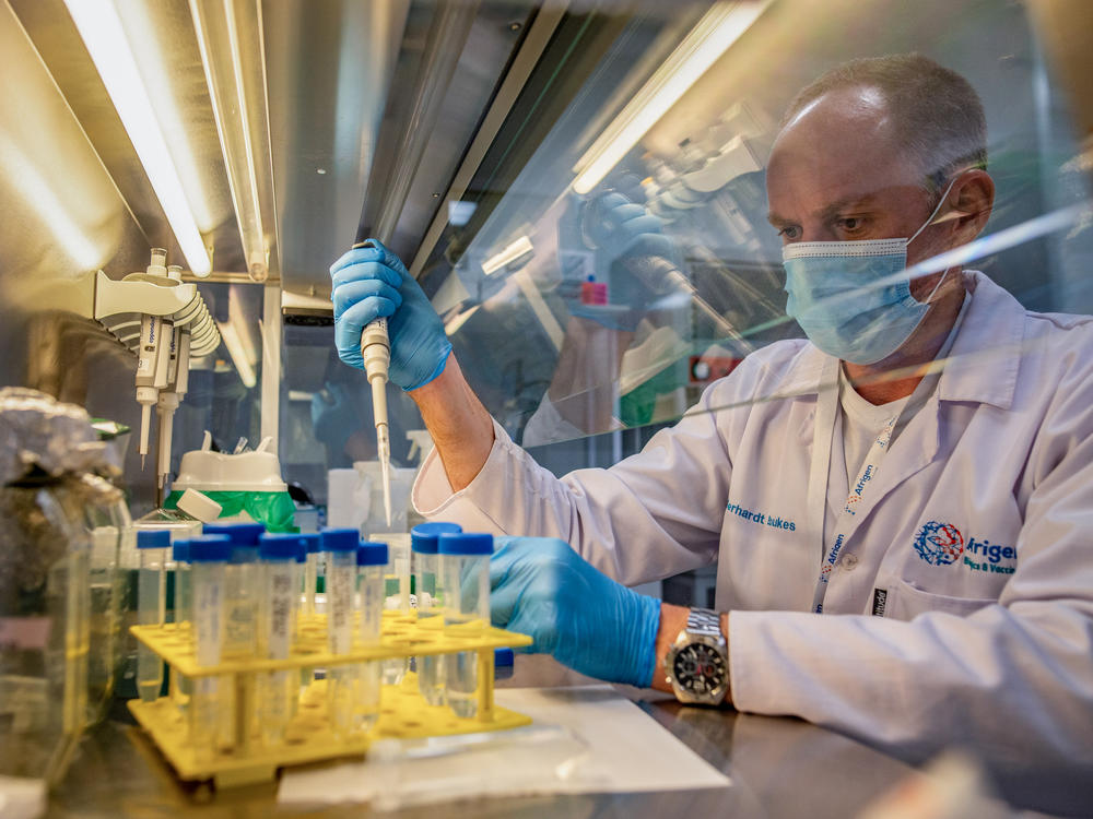 Gerhardt Boukes, chief scientist at Afrigen Biologics and Vaccines, formulates mRNA for use in a new vaccine against COVID-19. The company — based in Cape Town, South Africa — is the linchpin of a global project to enable low- and middle-income countries to make mRNA vaccines against all manner of diseases.