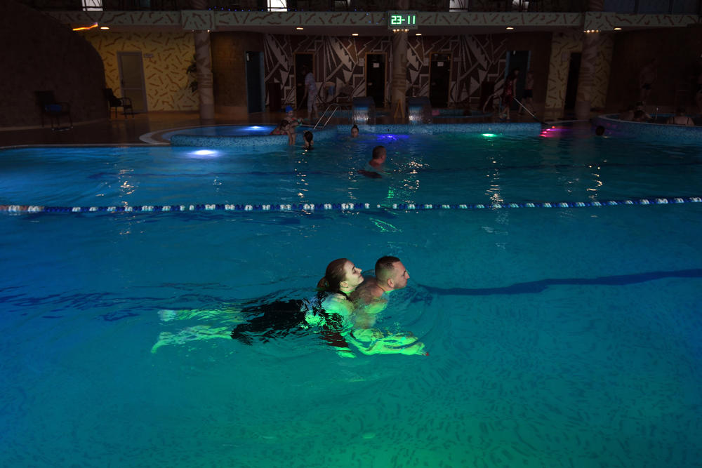 Misha and Iraswim together at Moldova pool in Truskavets, Ukraine.