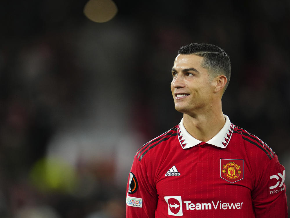 Cristiano Ronaldo smiles before the start of Manchester United's match against Sheriff at Old Trafford in Manchester, England, on Oct. 27.