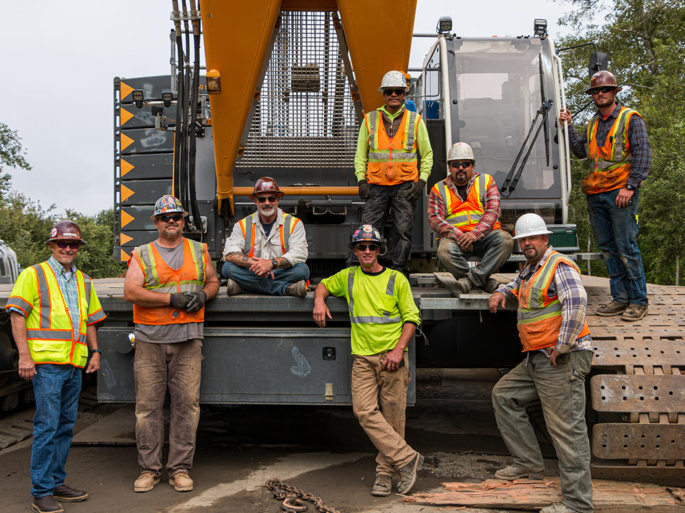 Jeff Hunerlach (far left) is a district representative at Operating Engineers Local No. 3. He's shown here with the Golden State Bridge operating engineers.