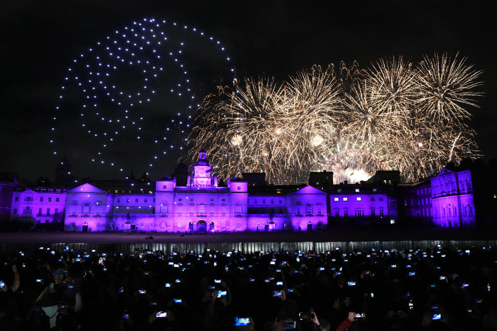 Fireworks and a drone show paying tribute to the late Queen Elizabeth II light up the London skyline to celebrate the New Year. London's New Year's Eve firework display returned this year after it was canceled over pandemic concerns.