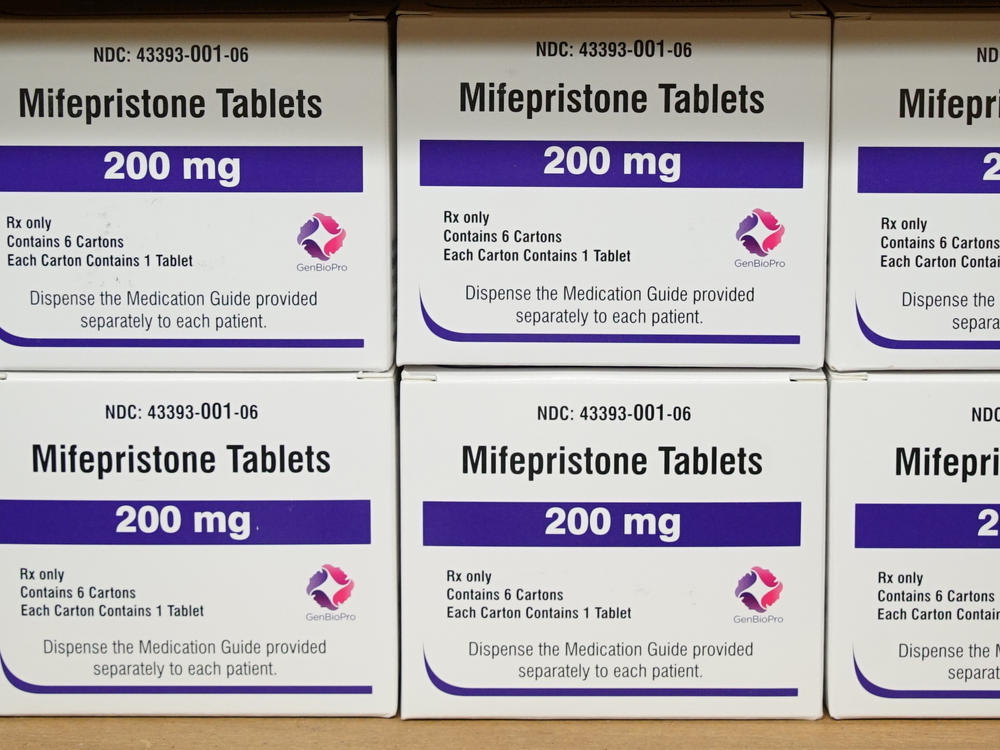Boxes of the drug mifepristone sit on a shelf at the West Alabama Women's Center in Tuscaloosa, Ala., on March 16, 2022.