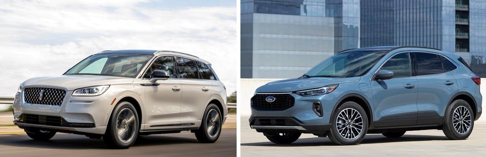 For more than a week, the pricier Lincoln Corsair Grand Touring (left) was subject to a $55,000 price cap, while the cheaper Ford Escape (right) was classified as an SUV with an $80,000 cap. Now both cars have a $55,000 cap.