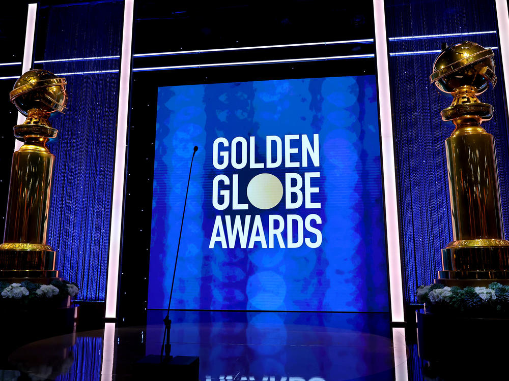 A view of the stage during the 79th Annual Golden Globe Awards at The Beverly Hilton on Jan. 09, 2022, in Beverly Hills, Calif.
