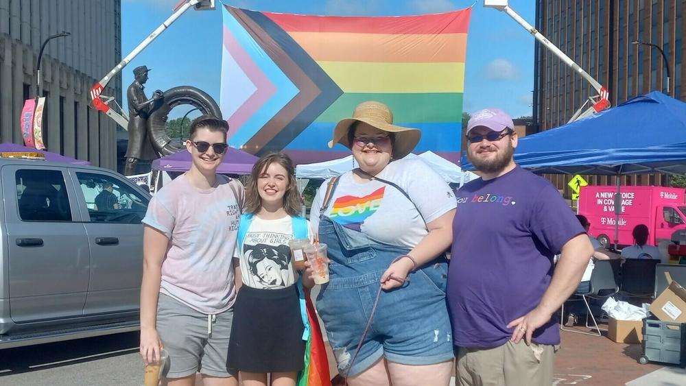 From left to right, Israel, Elizabeth, Tatiana and her husband at a Pride parade in summer 2022.