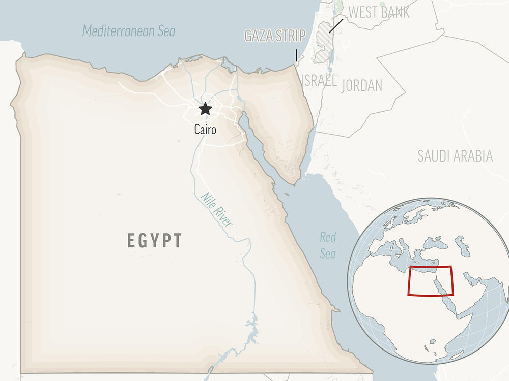 This is a locator map for Egypt with its capital, Cairo.