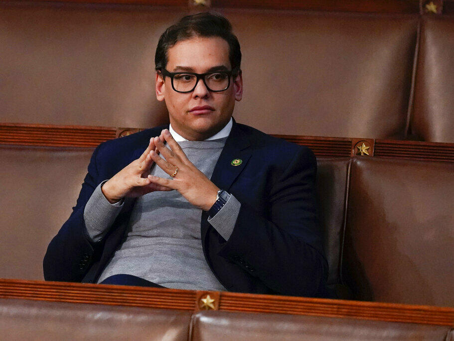 Rep. George Santos, R-N.Y., waits for the start of a session in the House chamber on Jan. 6.
