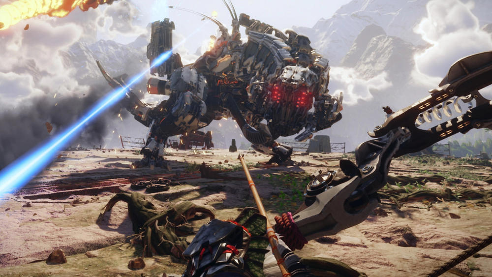 <em>Horizon Call of the Mountain </em>gives you a first-person view of its hulking dinosaur-robots.