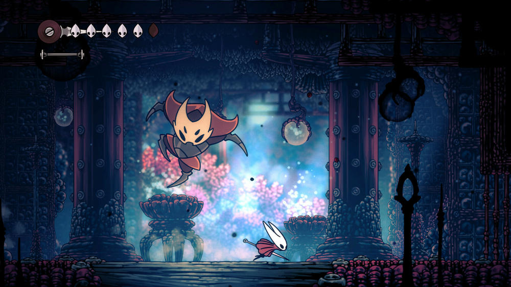 <em>Hollow Knight: Silksong</em>, like its acclaimed predecessor, pits its nimble hero against huge insectoid opponents.