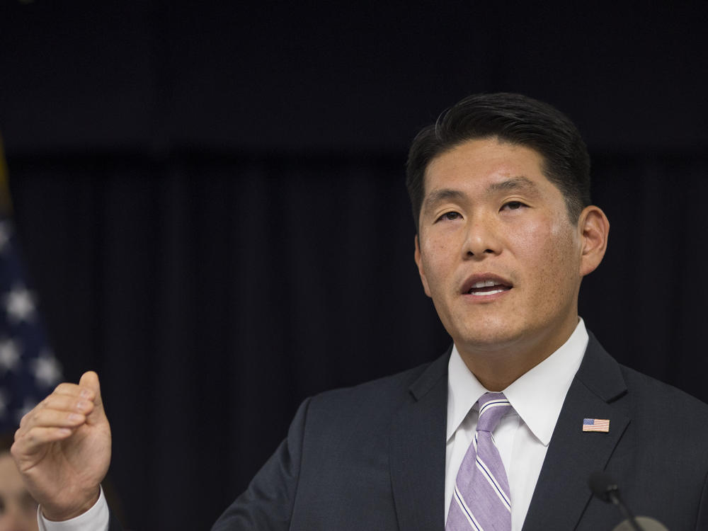 Robert Hur speaks in 2018 when he was the U.S. attorney in Maryland. On Thursday he was appointed by Attorney General Merrick Garland as special counsel to investigate whether President Biden improperly handled classified documents.
