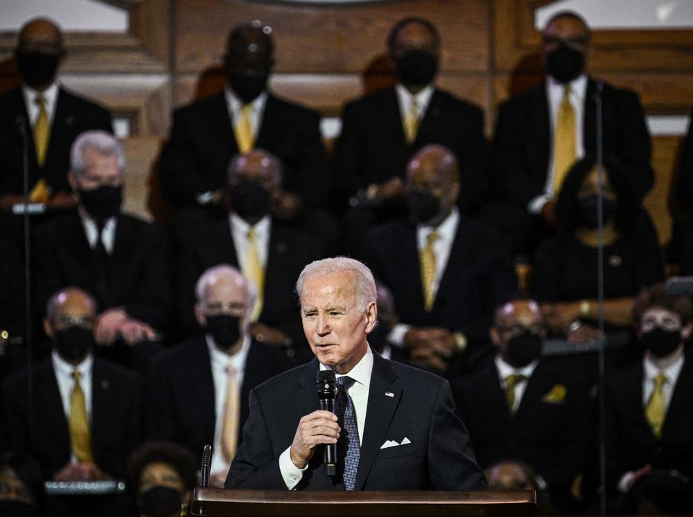 Biden is the first sitting president to deliver a Sunday sermon at the Ebenezer Baptist Church in Atlanta.