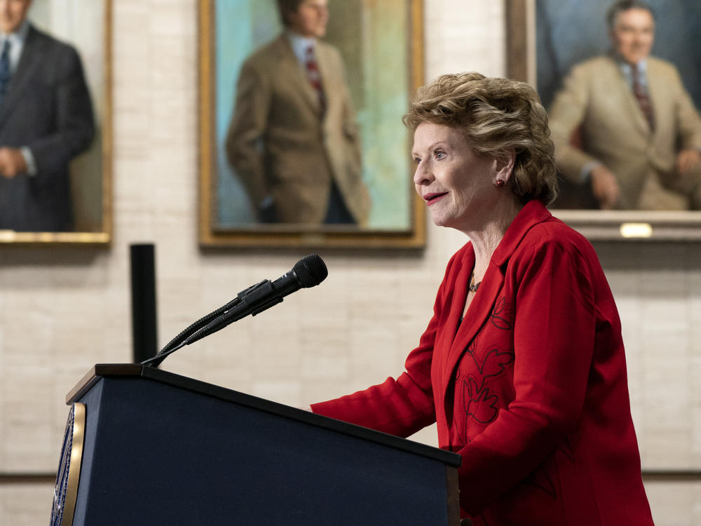 Sen. Debbie Stabenow, D-Mich., at a news conference in Washington on Oct. 18. Stabenow announced that she will not seek reelection in 2024, and as a result Republicans said they will 