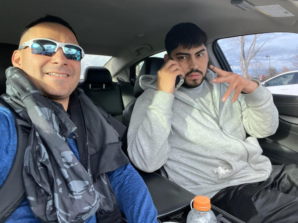 Police say that Solomon Peña, left, sent a co-conspirator this image showing himself in a car with José Trujillo, an accused gunman in several drive-by shooting attacks on Democratic officials' homes in Albuquerque.