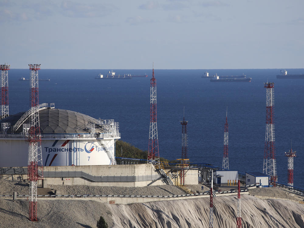 Oil tankers are seen at the Sheskharis complex, part of Chernomortransneft JSC, a subsidiary of Transneft PJSC, in Novorossiysk, Russia, on Oct. 11. This is one of the largest facilities for oil and petroleum products in southern Russia.