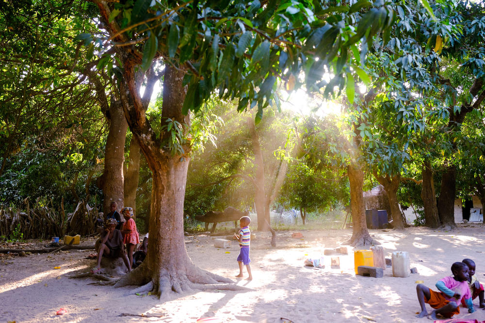 Children play on Dec. 22, 2020, in Arame, Guinea-Bissau, at the home of Jorge Sambu, a 