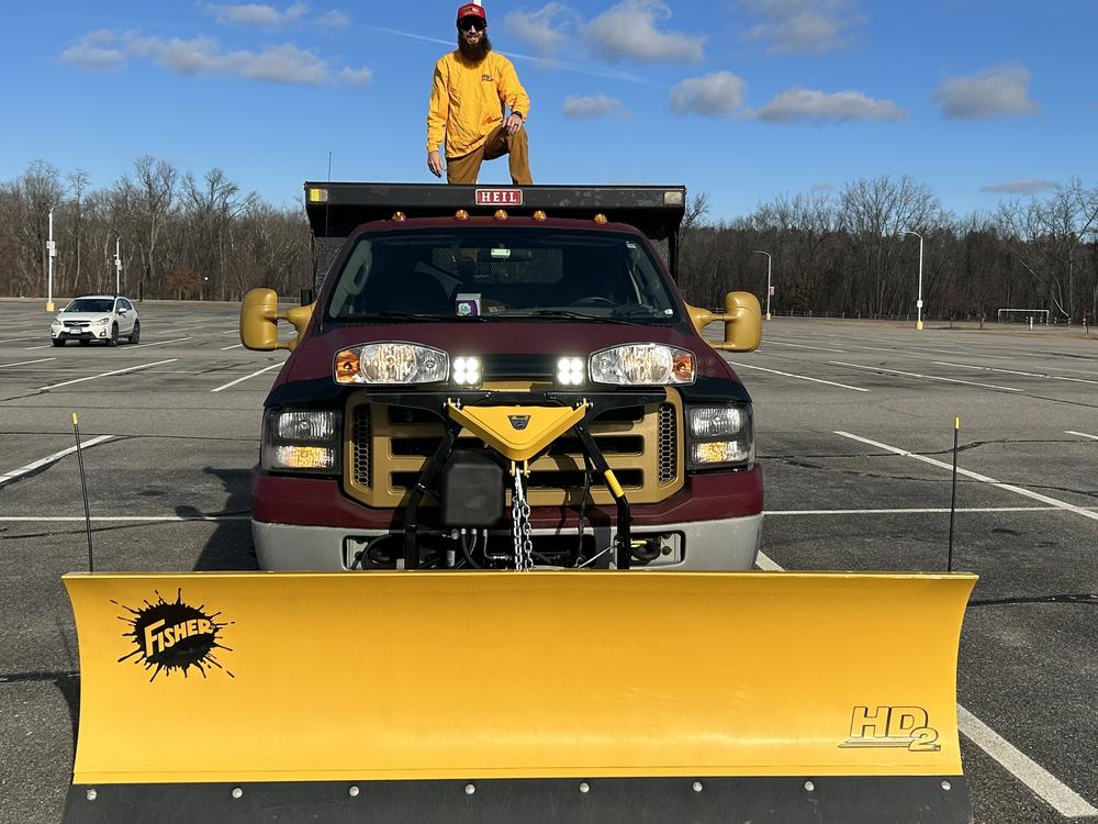 Harold Davis, who's 29 years old, bought this truck and snowplow in the fall. Opportunities to use his new plow have been few and far between.