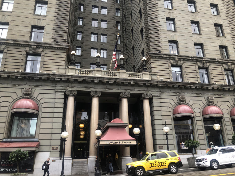 The Westin St. Francis San Francisco on Union Square hotel hosted this year's JPMorgan Healthcare Conference — the first since the onset of the coronavirus pandemic. (Darius Tahir/KHN)