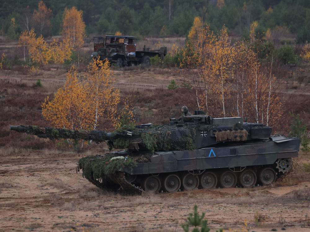 A German Leopard 2 battle tank pictured during a NATO training exercise in Lithuania last October.
