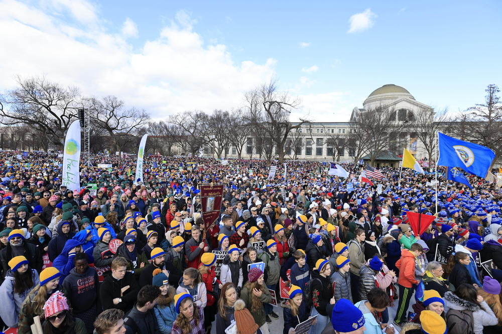 Protesters at the March for Life on Jan. 20, 2023, in Washington D.C.