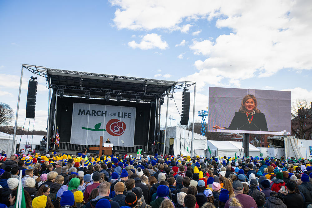 January 20, 2023, Washington D.C. Jeanne Mancini speaking at the annual ''March For Life'', seven months after the Supreme Court overturned Roe v Wade .
